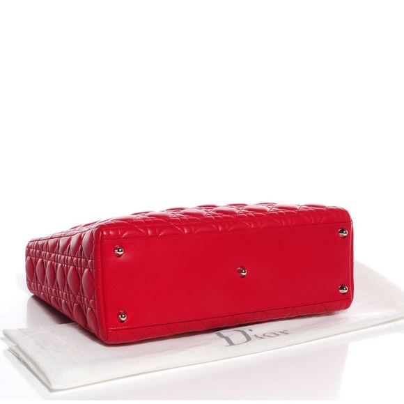 Christian Dior Lambskin Cannage Large Lady Dior Red - Picture 3 of 6